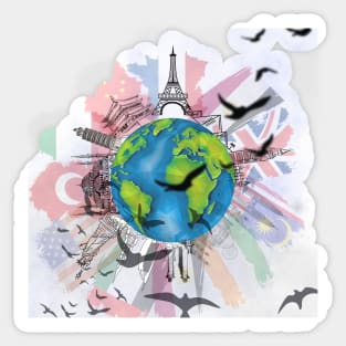 World's Iconic Landmarks Sticker